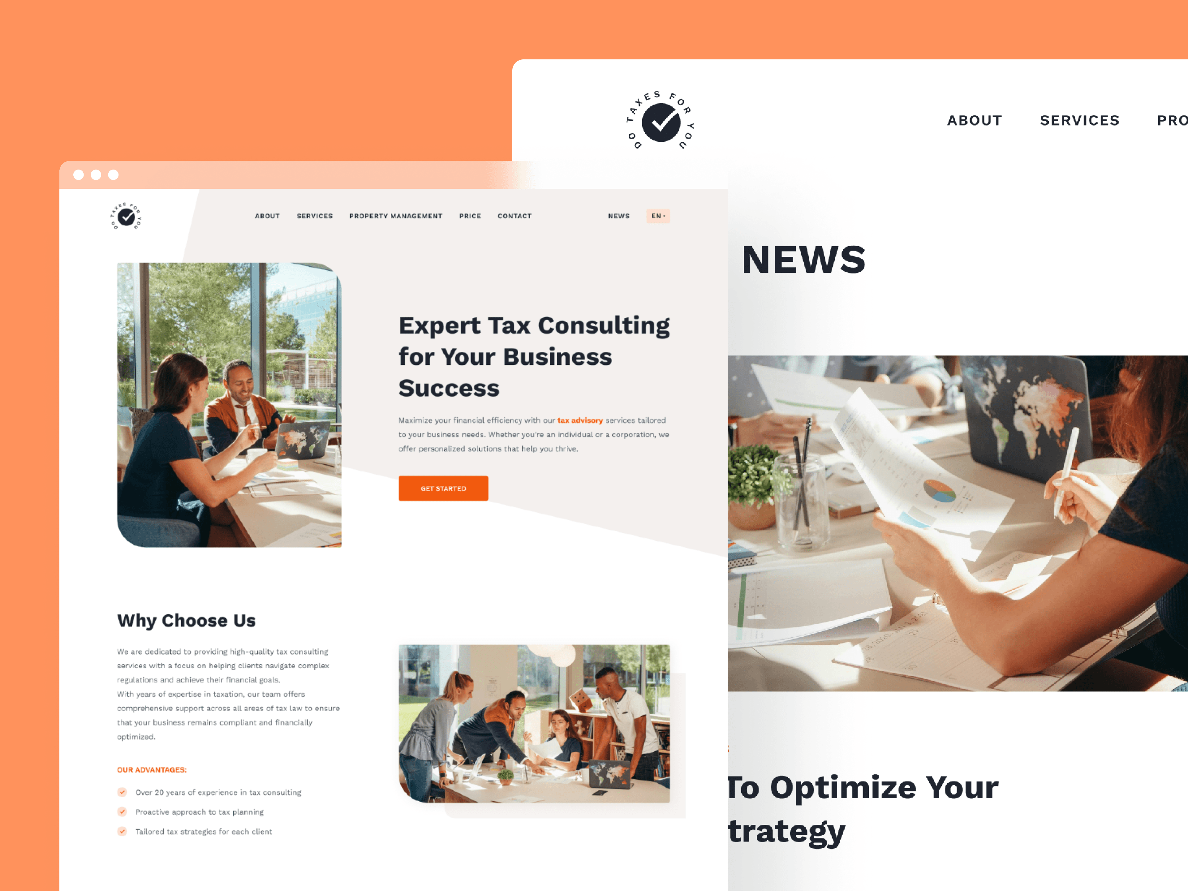 Webpages displaying tax-related content