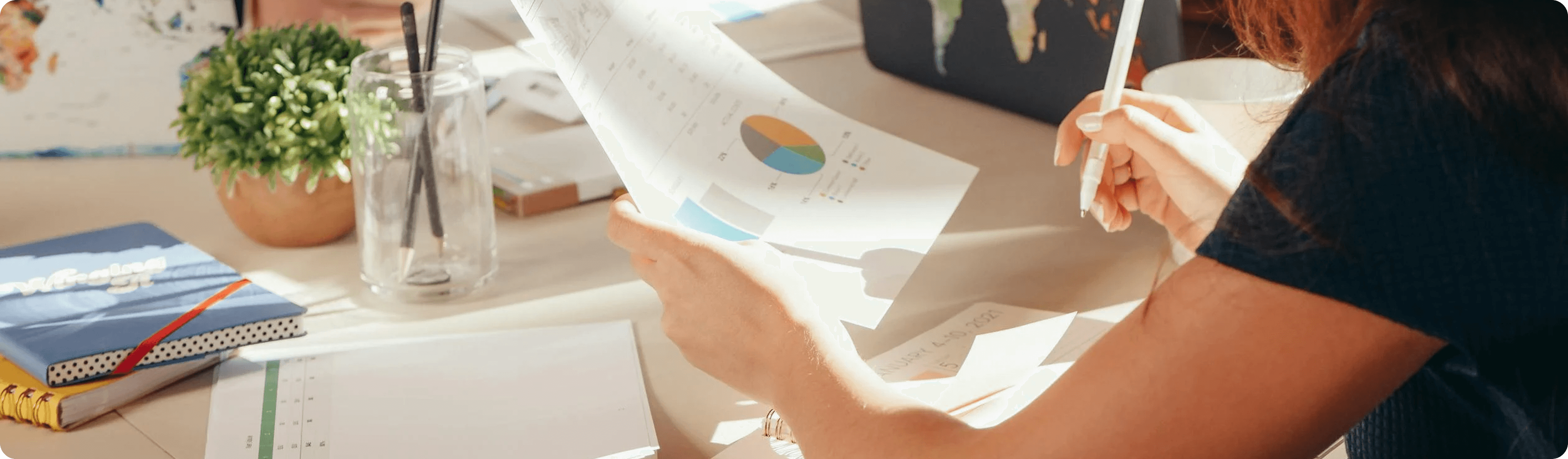 Person reviewing documents