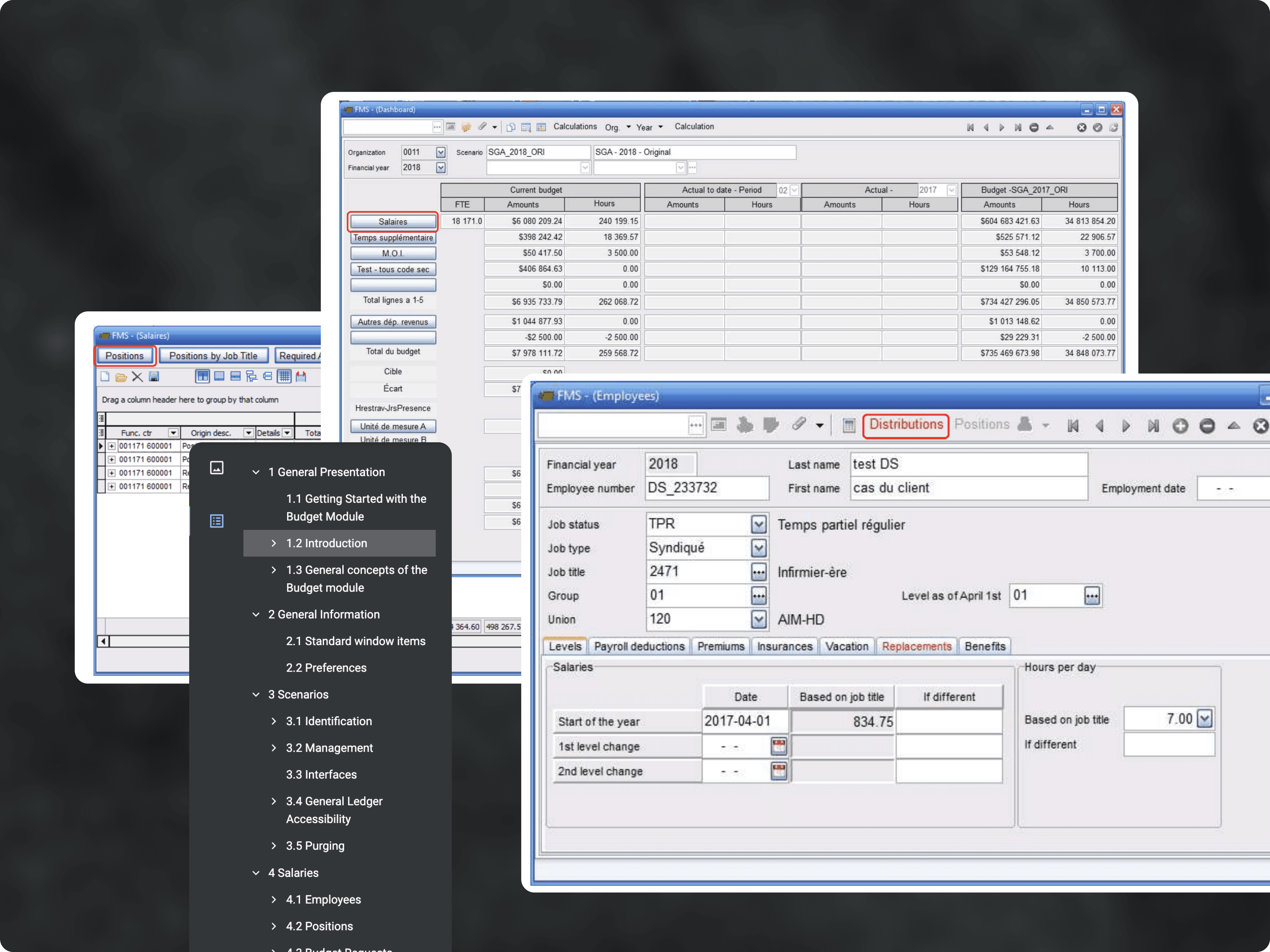 Old screens of the windows application