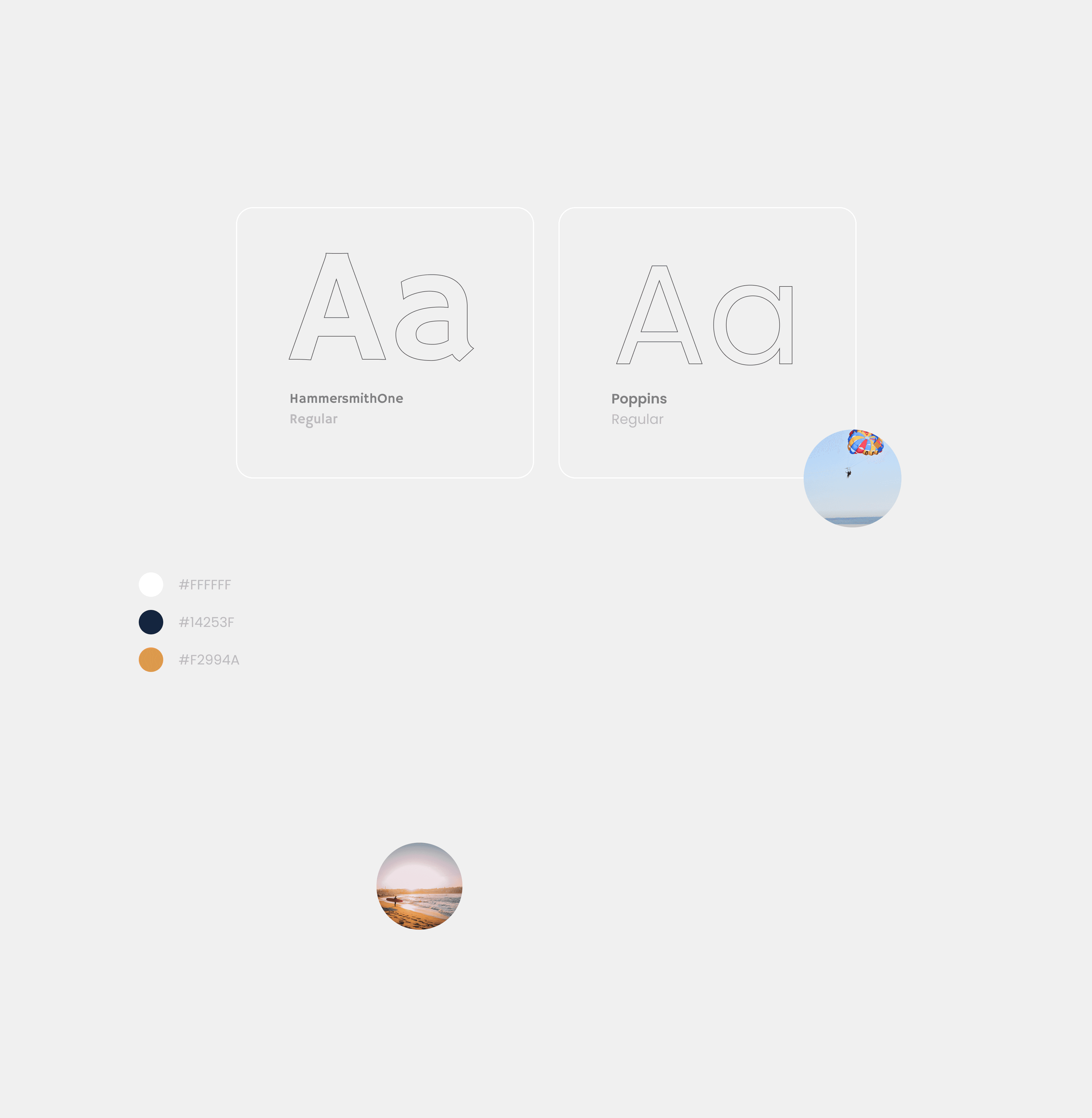 Image showcasing typography and main colors used in the design