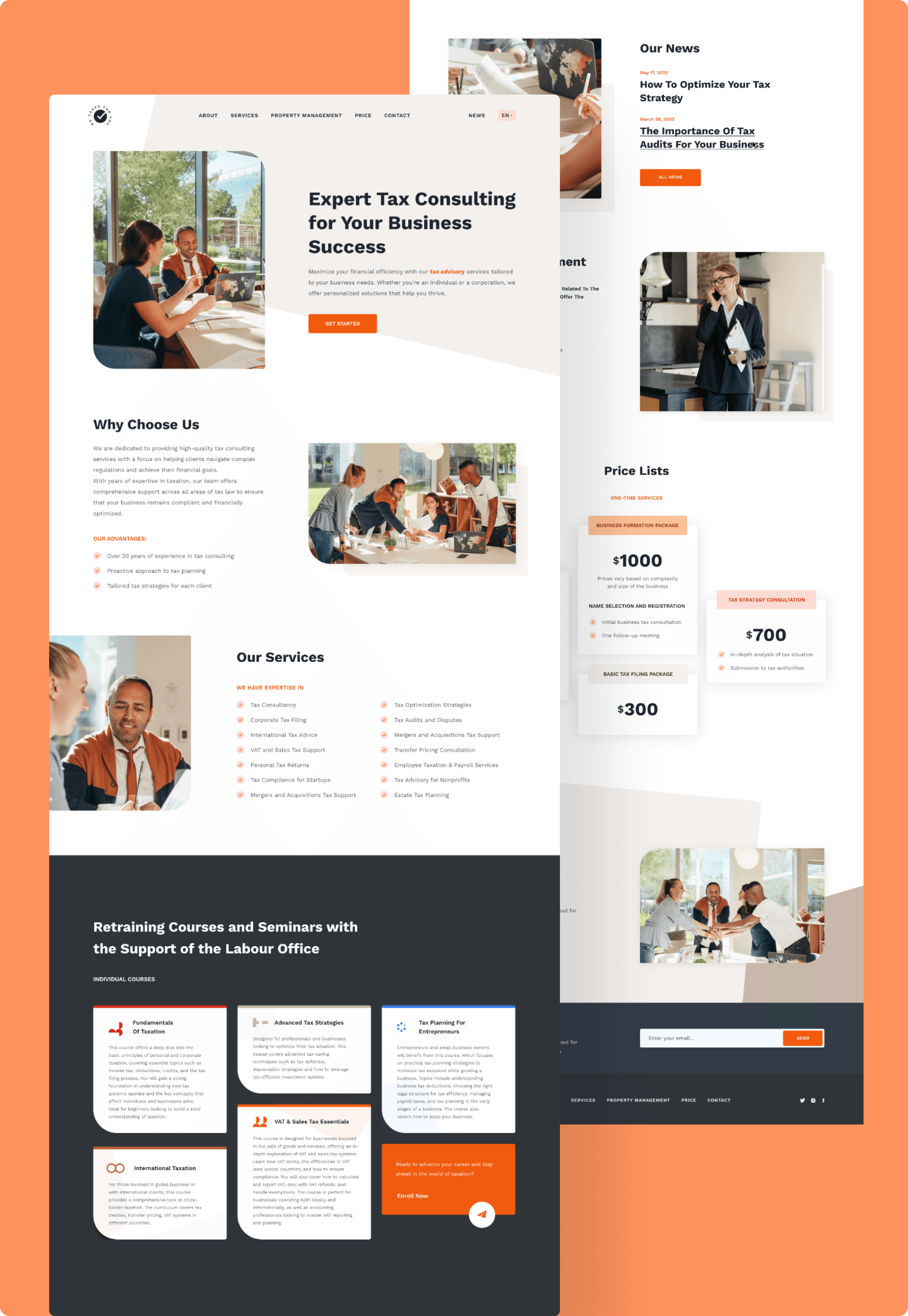 Landing screen of the main page