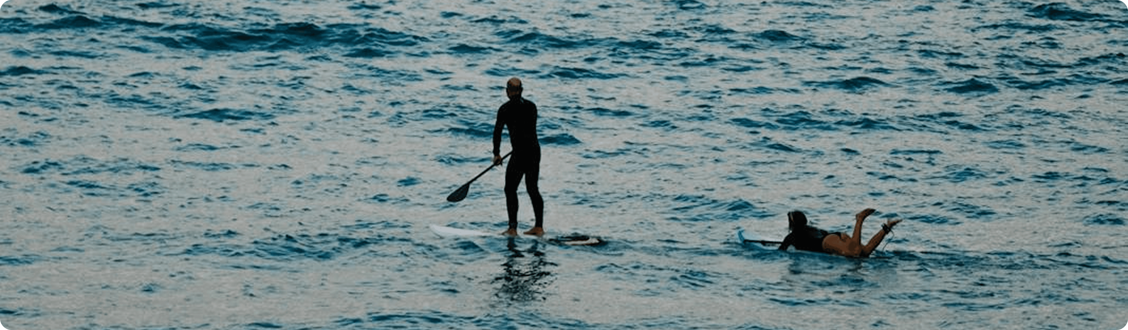 Two people paddleboarding on the water